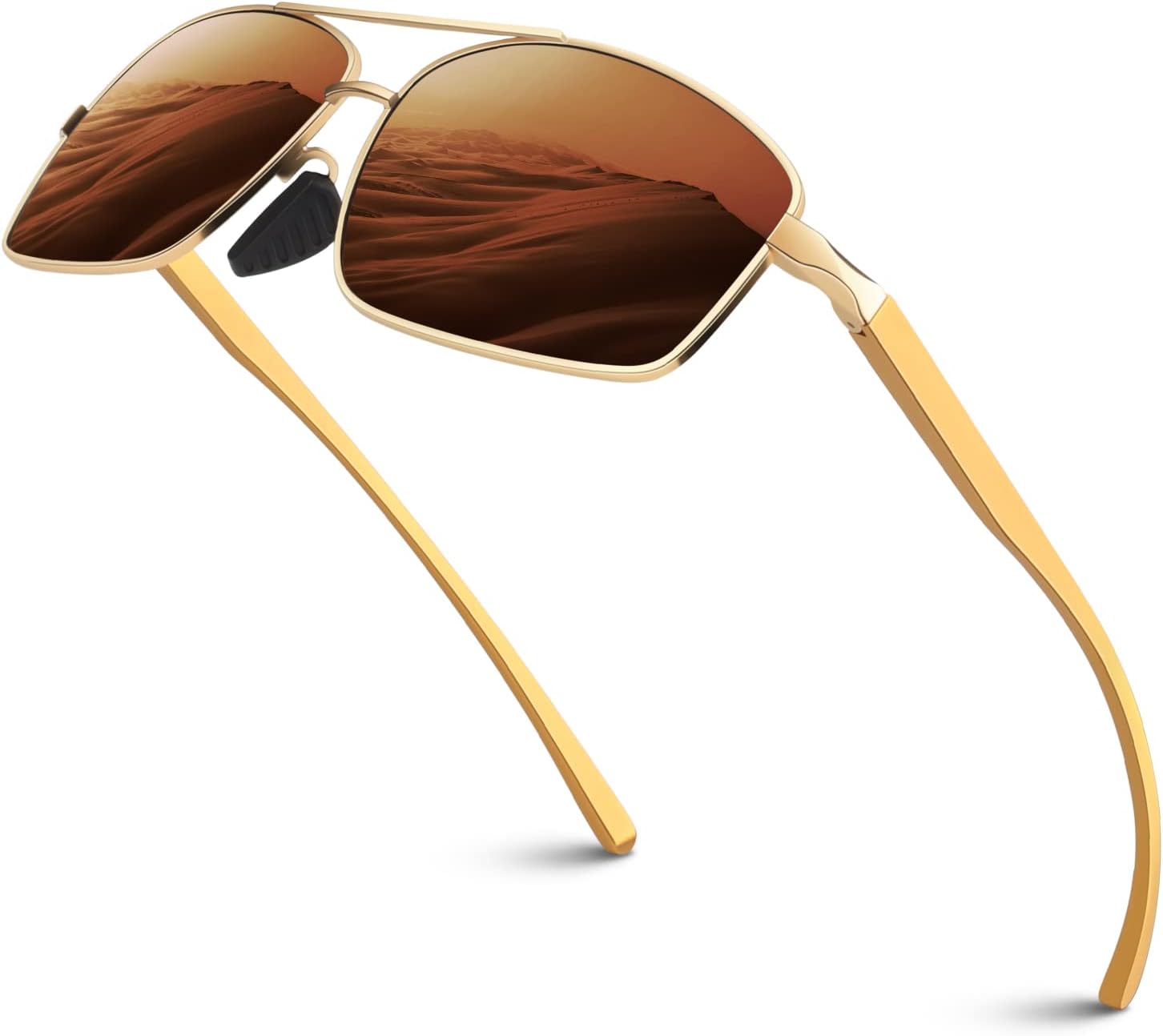 SunierUltra Lightweight Rectangular Polarized Sunglasses Men UV400 Protection