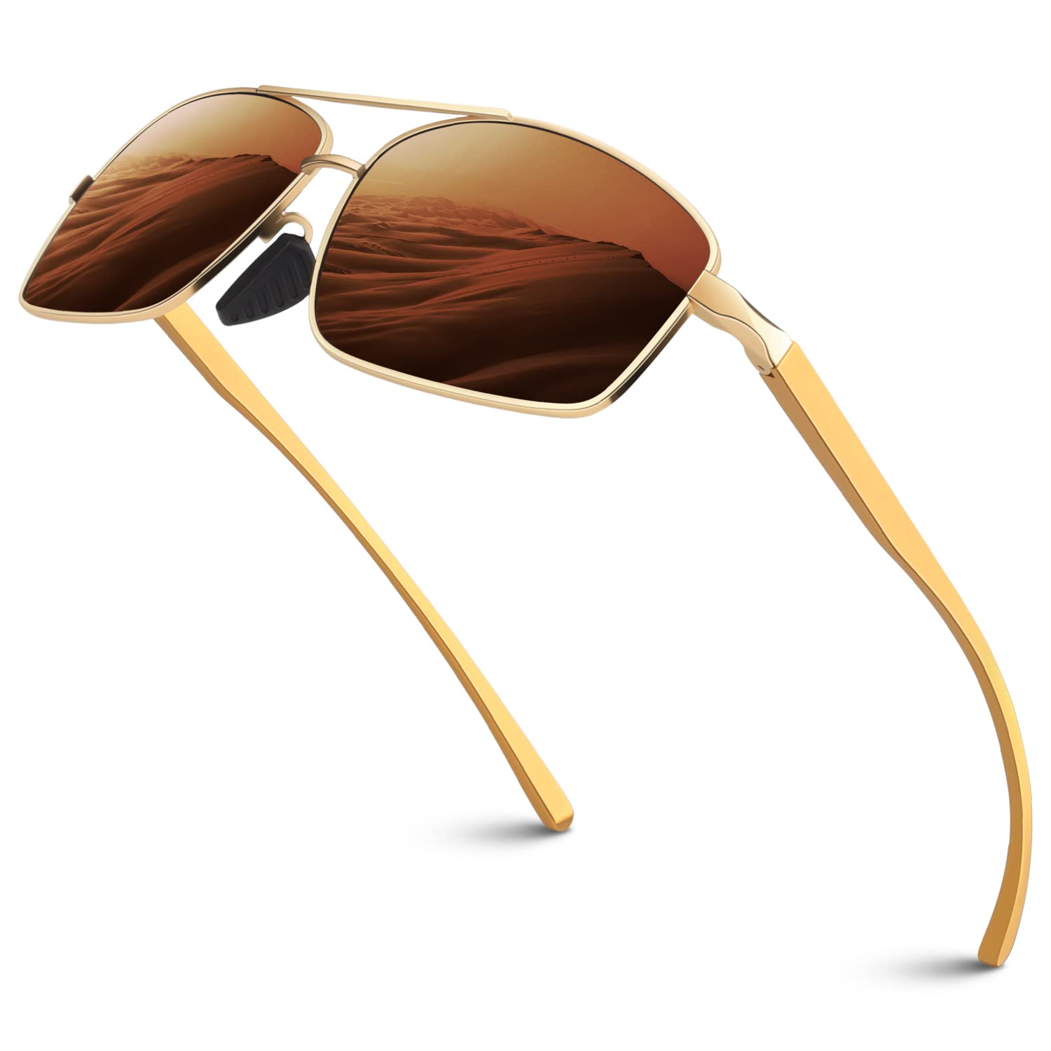 SunierUltra Lightweight Rectangular Polarized Sunglasses Men UV400 Protection