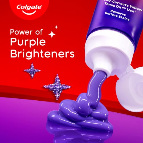Image of Colgate Visible White Purple Toothpaste for Teeth Whitening, Colgate Toothpaste with Fluoride, Tooth Paste Helps Remove Surface Stains, Whitens Yellow Teeth, Enamel-Safe for Daily Use Paste (75g)