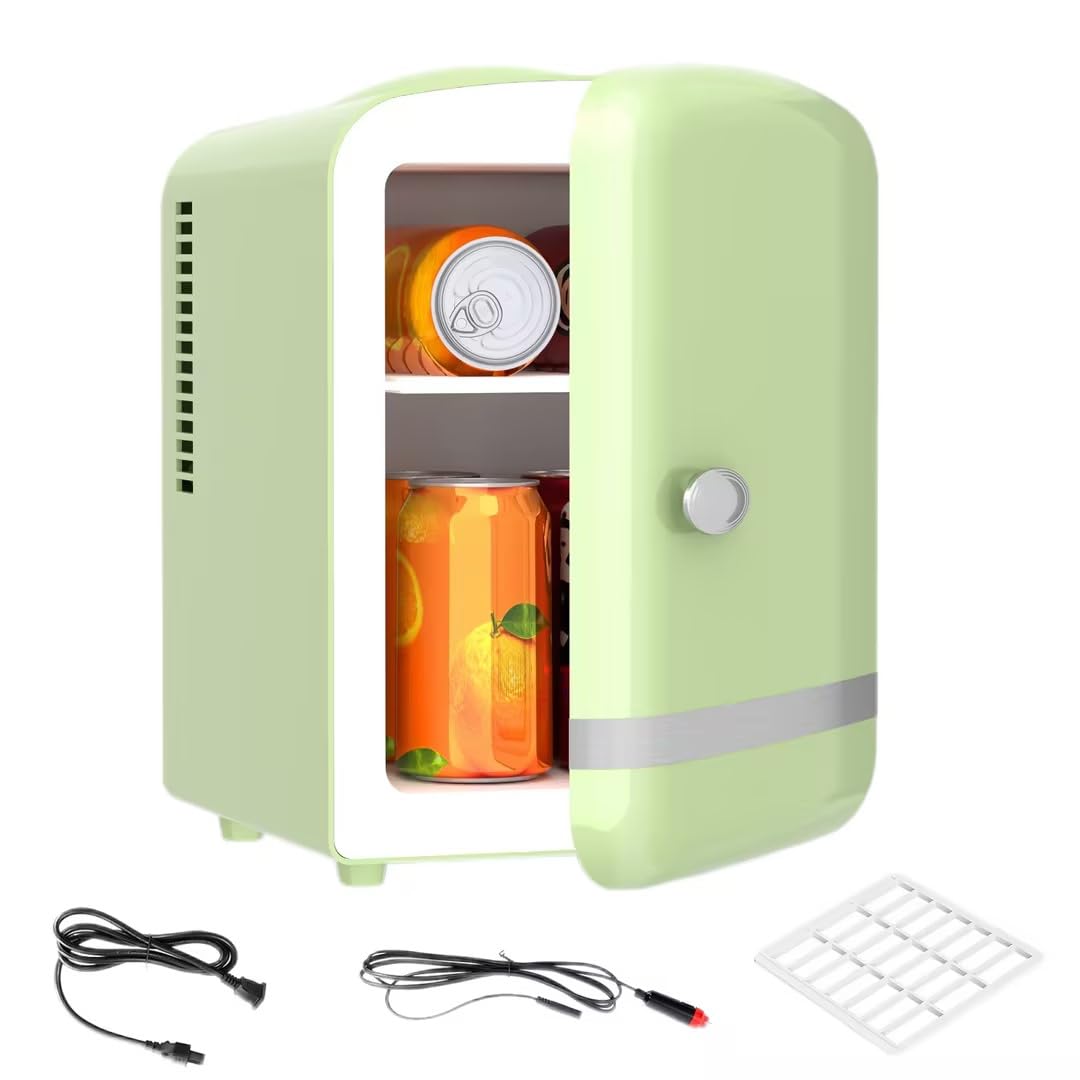 LHRIVER Mini Fridge, 4L Skincare Fridge, Portable Small Makeup Fridge for Bedroom, Dorm, Green