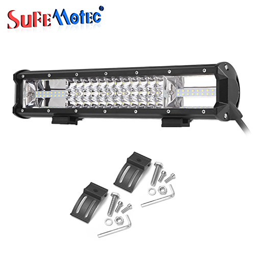 SUFEMOTEC New 16 Inch 216W Tri Row Offroad CREE LED Light Bar Driving Work Lights for Toyota FJ Cruiser Off-Road 4WD 4x4 Tractor Truck Boat Military Marine UTV Headlight