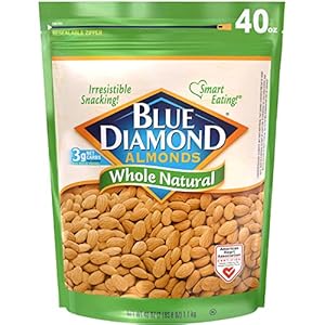 Blue Diamond Almonds Whole Natural Raw Snack Nuts, 40 Oz Resealable Bag (Pack of 1)