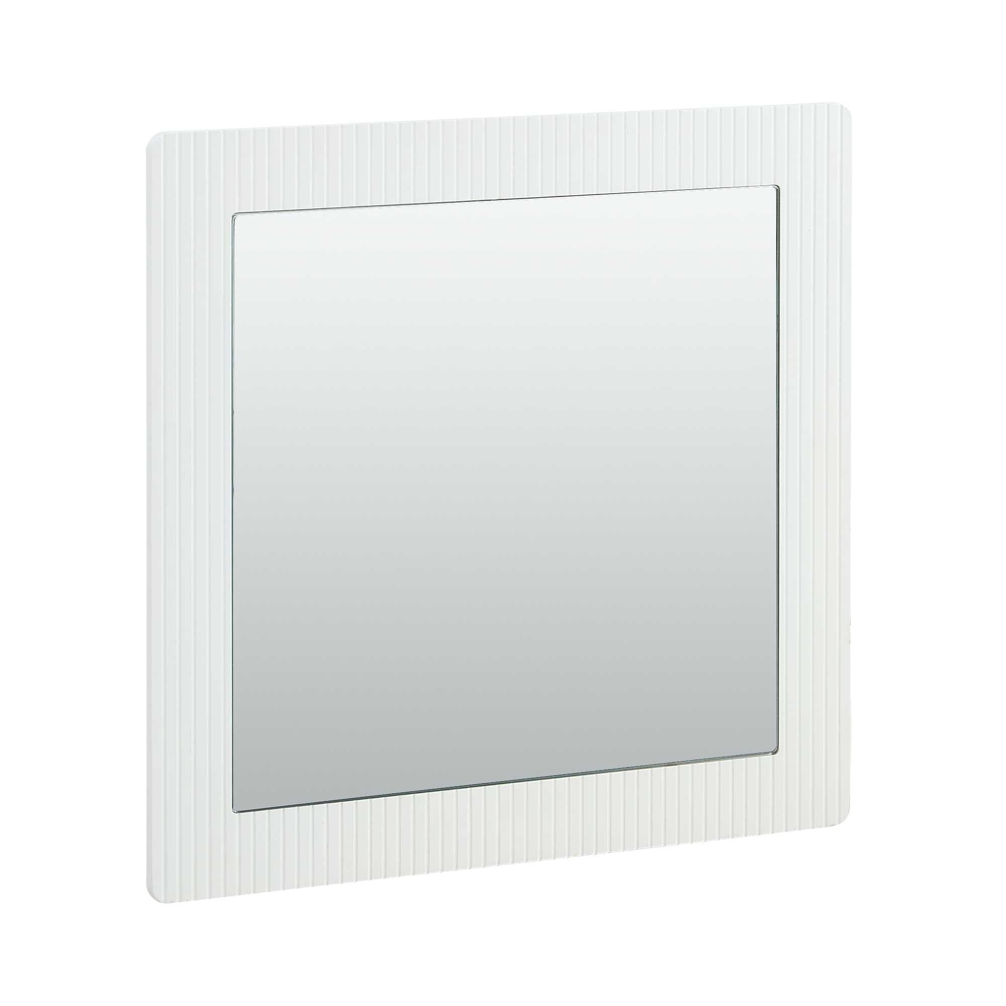 Espejo de pared cuadrado de 80 x 80 cm, color blanco, moderno con marco de aspecto de madera, espejo grande de pasillo, espejo de dormitorio y salón, diseño atemporal