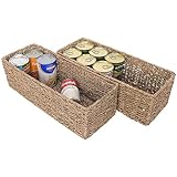 StorageWorks Seagrass Woven Storage Basket, Bathroom Storage Organizer Basket, Toilet Paper Basket, Storage Basket for Toilet Tank Top, 16.9' x 6.5' x 5.1', 2-Pack