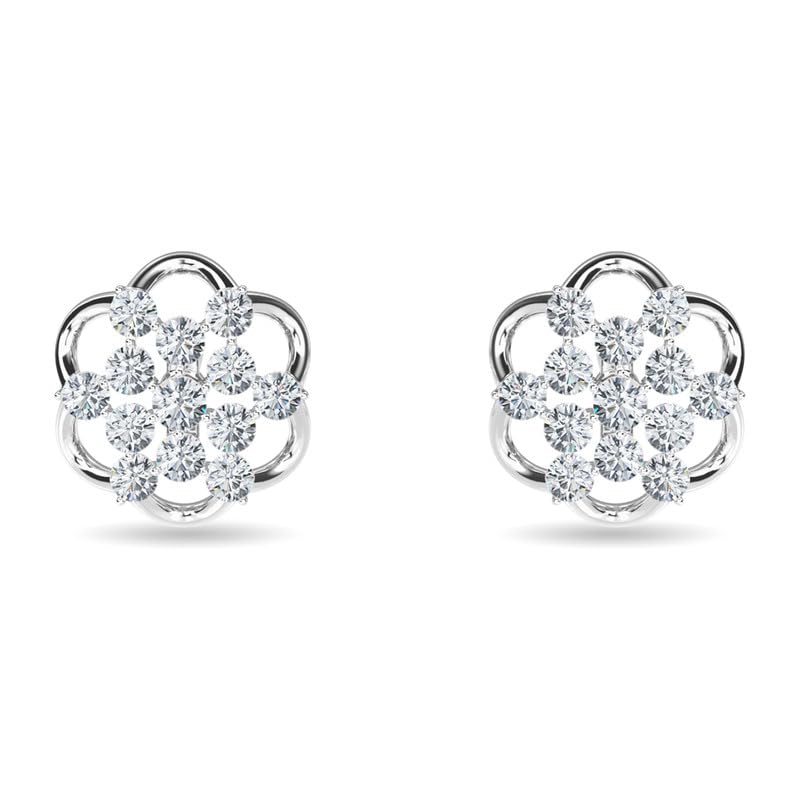 Image of KISNA JEWELS 14KT|18KT BIS Hallmark Pure Gold and Diamond Stud Earrings For Women with Screw Back clouser