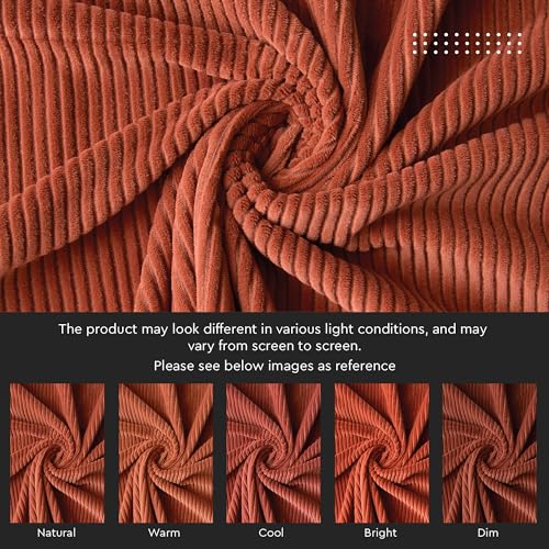 Image of Encasa XO Corduroy Fabric by the Meter, 59 inch Wide Premium 238 GSM Polyester Upholstery & Sewing Material, Soft Ribbed Brick Fabric for Sofa /Cushion Covers, Trousers, Curtains & DIY Crafts