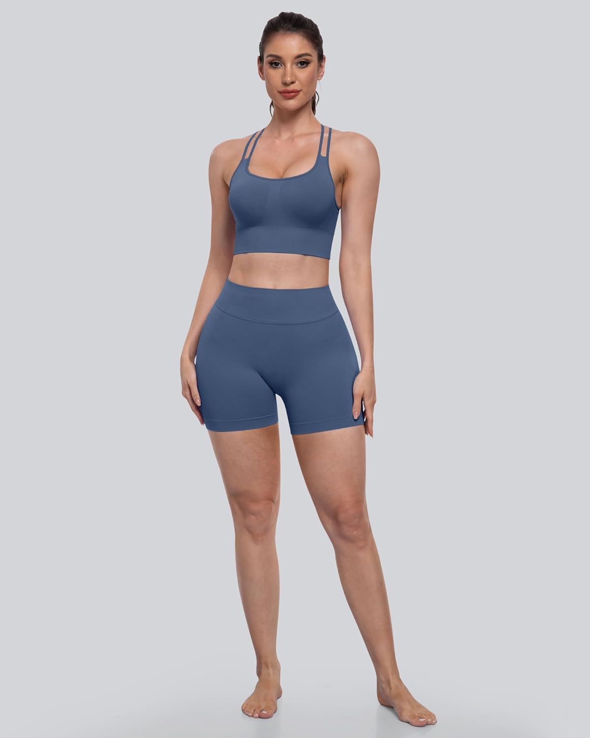 CHRLEISURE Sports Bras for Women, 4 Packs Padded High Support Workout Yoga Seamless Criss-Cross Racerback Bras - Image 4