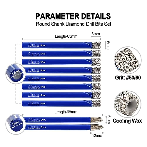 Kit de brocas de diamante con vástago triangular 14 piezas miniatura 6