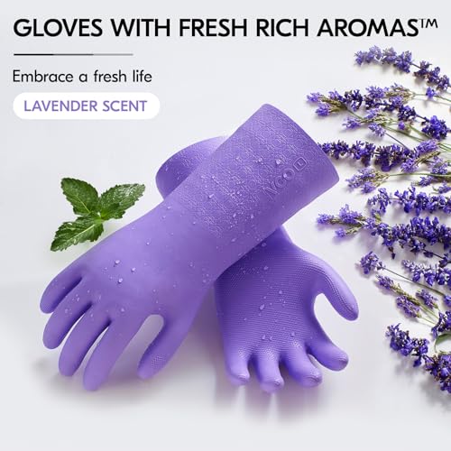 Vgo... Heavy Duty Cleaning Gloves Lined Nylon, Household Gloves Reuseable in TPE Latex Free - Image 3
