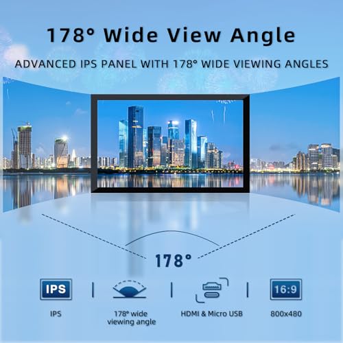 Image of HAMTYSAN 5 Inch IPS Touch Screen Display 800x480 HDMI Monitor for Raspberry Pi 5 /4 /3 /2, Laptop, PC - Portable & Wide Viewing Angle