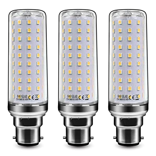 22W LED Light Bulbs, 180W Incandescent Bulbs Equivalent, B22d Bayonet Cap, 2500Lm, Warm White 3000K, Pack of 3