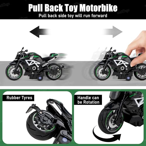 Image of Zest 4 Toyz Bike Toy for Kids Toy Motorcycle Bike 1:14 Miniature Collectible Pull Back Action Realistic Design Bikes for Adults and Kids 6-12 Years - (Random Design) Pack of 1