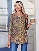 Zeagoo Shirts for Women 3/4 Sleeve Floral Blouses Fashion Clothes Business Work Dressy Shirts #3