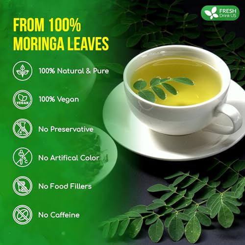 Image of FreshDrinkUS, Premium 20 oz Moringa Powder, 100% Natural & Pure, Herbal Tea, Daily Infusion Botanical, No Sugar, No Caffeine, No Gluten, Vegan. Rich in Antioxidants