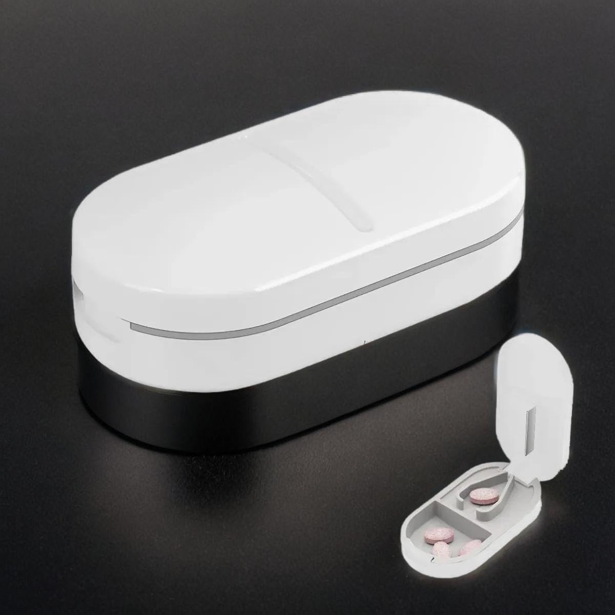 ULOS Portable Pill Box Tablets Cutter, Medicine Organizer Box with Pill Cutter for Small and Large Tablets 2 in 1 Pill Storage Organizer with Tablet Cutter for Daily Use & Travel (White)-image-20