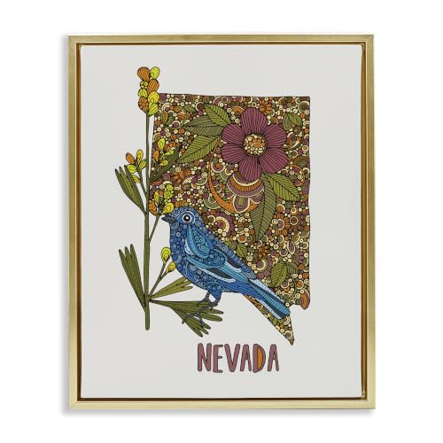 Nevada Bluebird Botanical Pattern, 17 x 21 Inch Canvas in Floater Frame