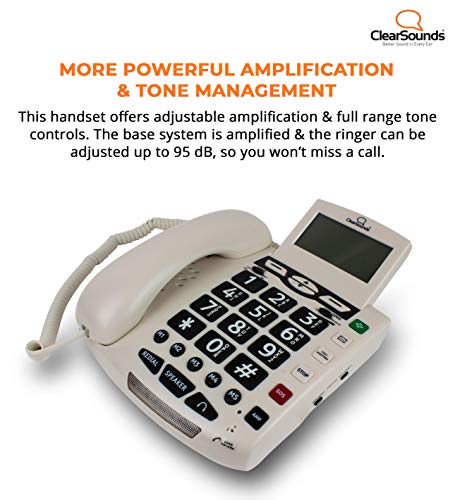 ClearSounds CSC600 UltraClear Amplified Telephone with Medical Emergency Buttons - Up to 50dB Amplification, Hearing Aid Compatible