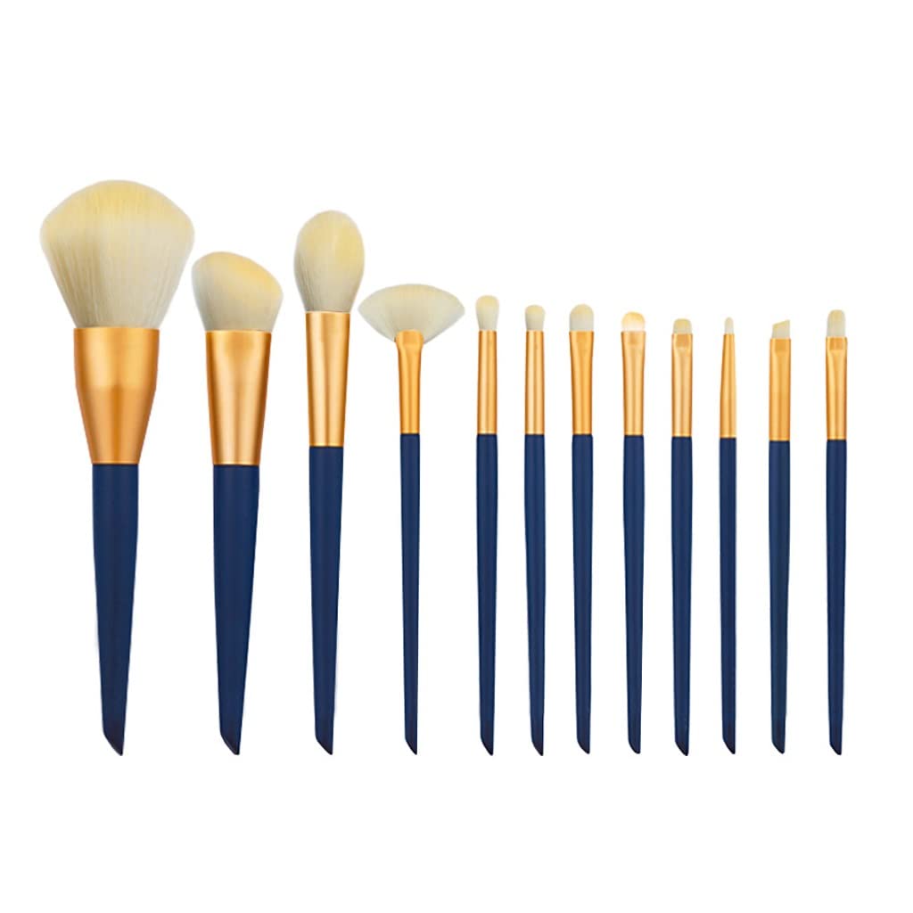 12 Juegos de brochas de Maquillaje de Pelo Suave, de Mango Largo, universales, for Rubor, Polvos Sueltos y Base.