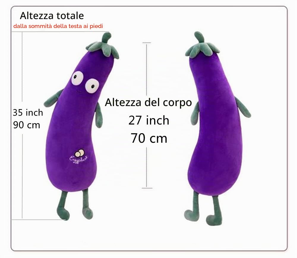 Cuscino per bambola, motivo: melanzane, colore: viola, 70 cm