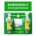 MAASTERS BPA Free Portable Eye Wash Station OSHA Approved - Wall-Mounted First Aid Eye Wash Kit w/Mirror & 2X 16oz Empty Bottles - No Eye Wash Solution Included - Emergency Eyewash - Set of 1