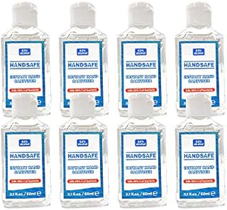 8 x 60ml Instant Hand Sanitiser Gel Flip Cap Multipack from Handsafe, Kills 99.9%+ Bacteria, 62% Alcohol Based, Medical Grade, Anti Bacterial Fast Acting Formula
