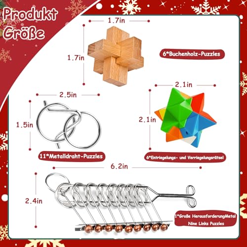 Calendrier de l'Avent 2024 pour adultes et enfants, casse-tête de Noël, calendrier de compte à rebours de 24 jours, fil métallique et jouets en bois pour garçons, filles, adolescents – Image 7