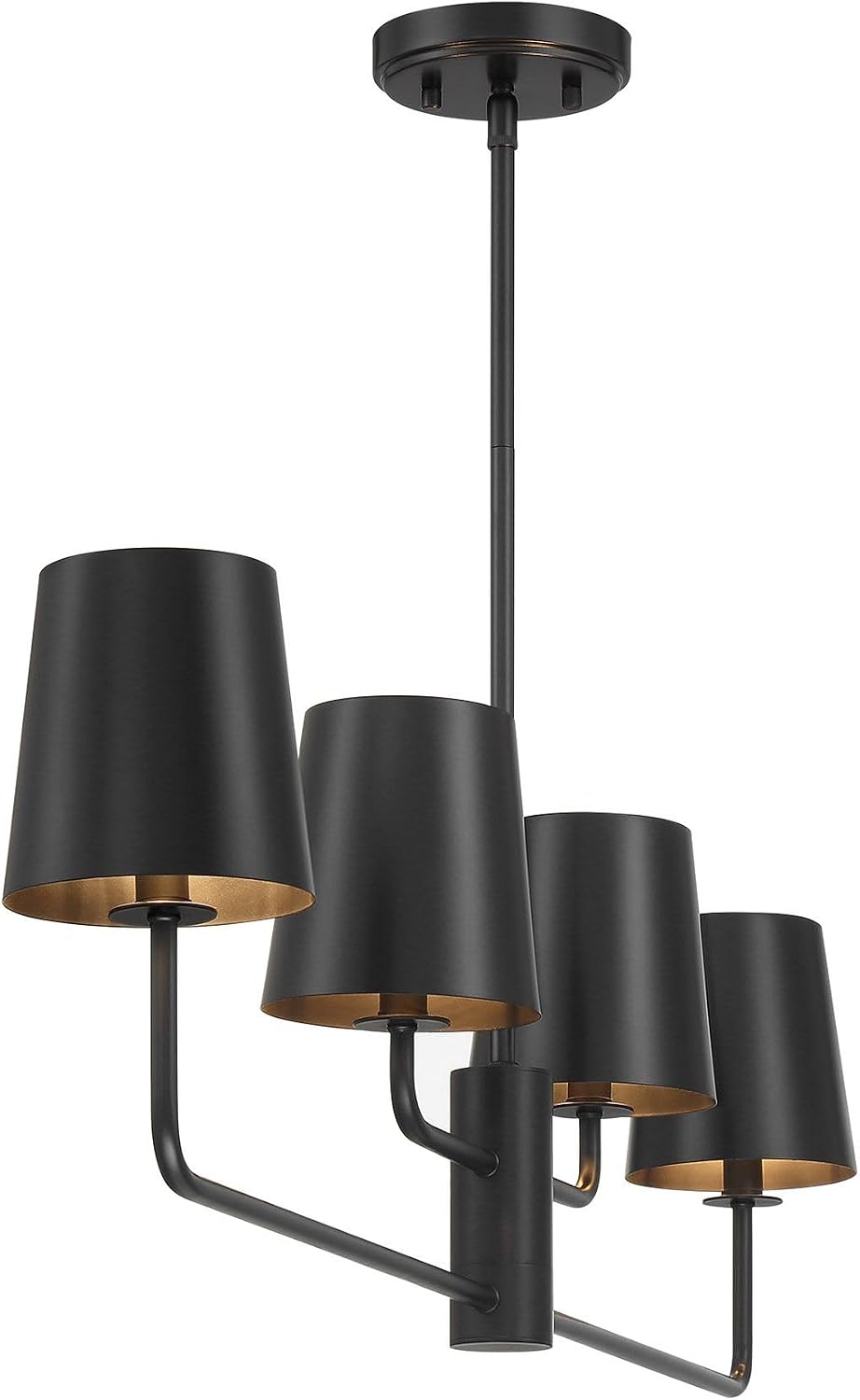 Meridian M100127MBK Metal Linear Chandelier, 4-Light 240 Total Watts, 10" H x 17" W, Matte Black