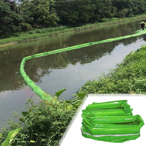 Booms flotantes de aceite para superficie de lagos, barrera de intercepción de 33 pies de largo para desechos de agua y malas hierbas, contención de derrames de PVC