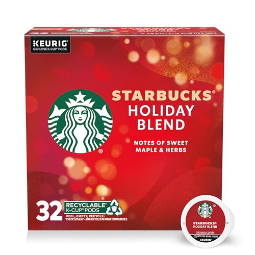 Image of Starbucks K-Cup Coffee Pods, Medium Roast Coffee for Keurig Brewers, Holiday Blend, 100% Arabica, Limited Holiday Edition, 1 Box (32 Pods)