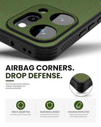 Image of Kapa MatrixWoven Grip Back Cover for Oppo Reno 14 Pro 5G | Woven Fabric & Leather Hybrid Camera Protection, Shockproof Slim Bumper Case (Olive Green)