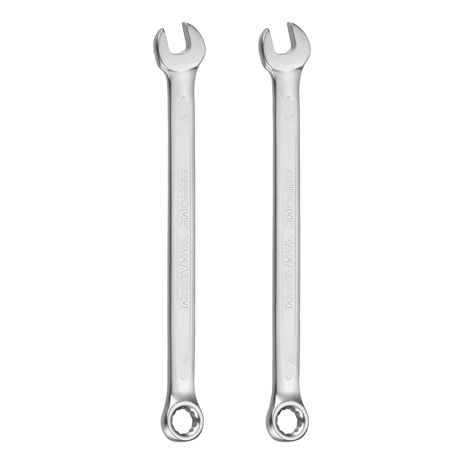 sourcing map 2Pcs Metric Combination Wrench 7mm Open End & 15-Degree Offset 12-Point Box End Chrome Vanadium Steel Industrial Grade Double Ended Wrenches Spanners Tools