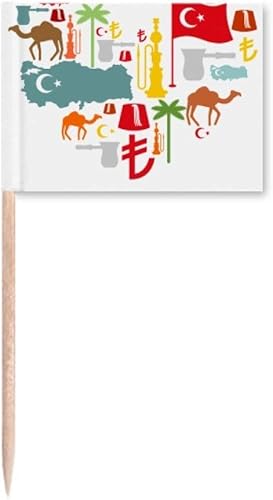 Heart Camel Lira National Flag Coconut Tree Toothpick Flags Marker Topper Party Decoration