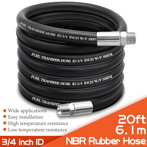 Image of 3 /4 inch Fuel Transfer Hose 20FT,Farm Pump Hose with Male NPT Fittings for Gasoline,Diesel,Biodiesel