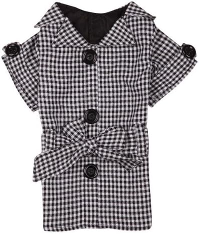 East Side Collection Polyester First Lady Gingham Dog Trench Coat, Large, 20-Inch, Black