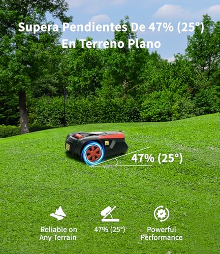OKAYBOT M1 Robot Cortacésped con Cable Perimetral hasta 1400 m², Cortacésped Robot Automático, Altura de Corte 25–65 mm, Pendientes hasta 47%, Ancho de Corte 22 cm, Control por App y Bluetooth - imagen 3