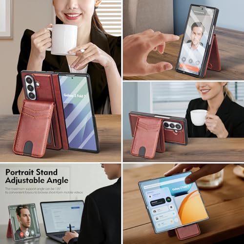 SkyEagle Compatible with Magsafe Detachable Magnetic Samsung Galaxy Z Fold 7 Phone Wallet Case with Card Holder | Built-in Screen Protector | Kickstand | RFID Blocking | PU Leather Cover |Brown by SkyEagle - Used condition - Image 5