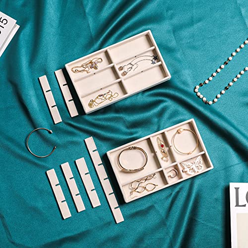 Frebeauty Jewelry Organizer Tray,Stackable Velvet Jewelry Trays,Drawer