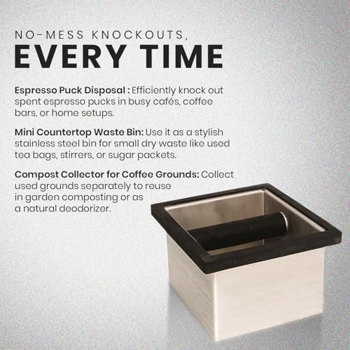 Rattleware Stainless Steel Knock Box | Heavy-Duty Espresso Grounds Container, Welded Bar, Durable and Efficient for Baristas - Quality Coffee Preparation (6"x5.5"x4") - Image 7