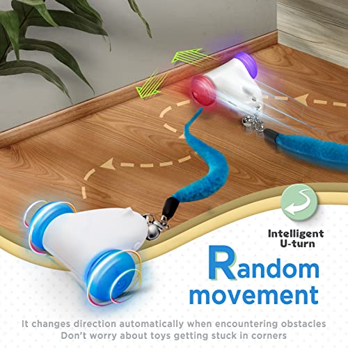 Cjpet Cat Toys Chase Toys Robot Mouse For Cat Electric Automatic Flapping Cat Toy Interactive For Indoor Cats Led Lights Wheels Usb Charging Set Smart Mice Toys Racing #TOP4
