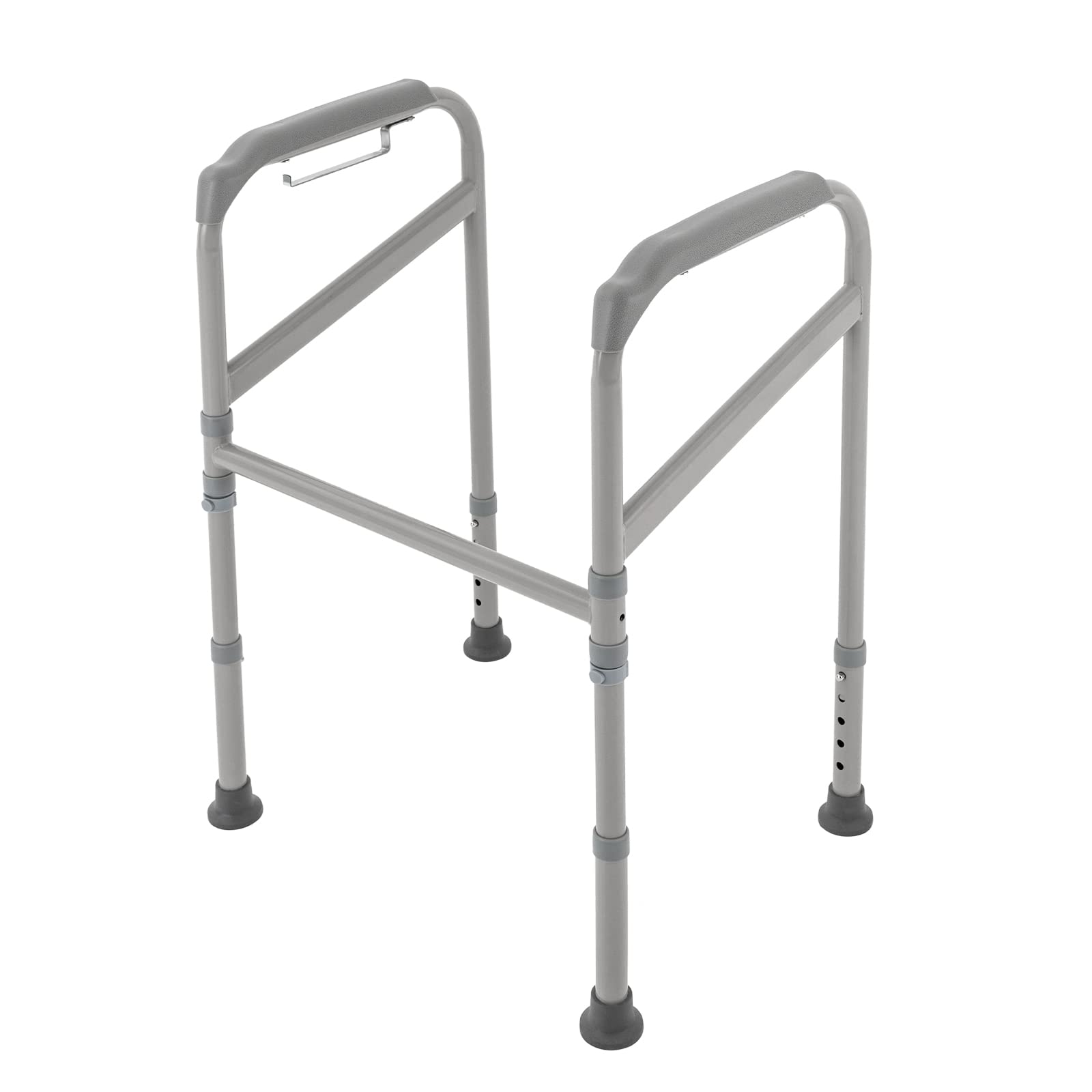 Pomoc przy wstawaniu toalety, 200 kg, z uchwytami o regulowanej wysokości 65-86 cm, stelaż do WC dla seniorów i niepełnosprawnych, antypoślizgowa deska sedesowa, bez wiercenia (56 x 46 cm)