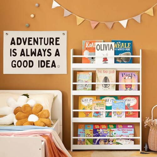 Image of Nursery Decor, Boys Room Decoration Adventure Is Always A Good Idea Motivational Banner for Playroom, Nursery Hanging Linen Banner Wall Canvas Flag, Toddler Teen Room Dorm Decor 30x20