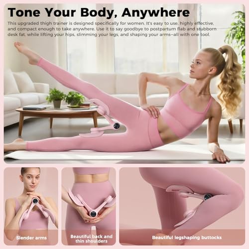 Image of Inner Thigh Exerciser Pro 2025 - Auto-Rep Tracking, Custom Resistance, LED Pelvic Trainer, 360 Leg & Glute Toner for Women (Pink)