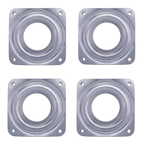Senteen Cojinete Giratorio 4 Pcs Placa Giratoria Cuadrada Giratoria Rodamiento Giratorio, para Asientos y Vitrinas TV Rack Plataformas de Monitor de Computadora (Plata)
