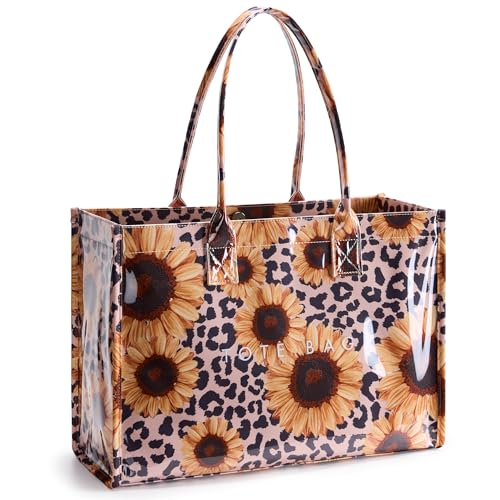 Image of KALIDI PVC Tote Bag Women's Kraft Paper Work Handbags Purses with Top Handle