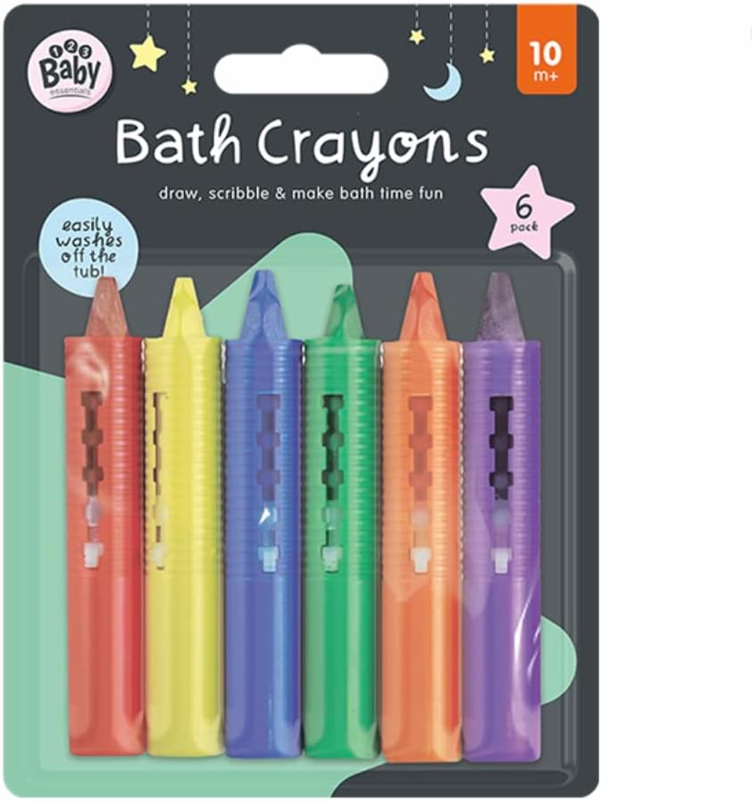 Play-tec Bath Crayons for Draw, Develop Creativity, Imagination, Scribble and Make Bath Time Fun, Easy Washable Wipe Clean-6 Pack