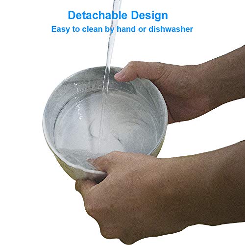 Jerock Ceramic Cat Dog Bowls Raised Food And Water Dish With Anti-Slip Wooden Stand Elevated Round Pet Feeding Bowl Dishwasher Safe & Easy To Clean (Marble Pattern) #TOP5