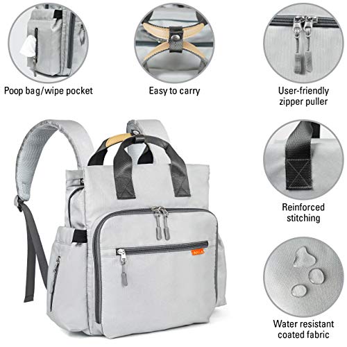 Arca Pet Travel Bag For Cat & Dog Backpack - Store All Dog Stuff & Puppy Supplies - Includes 1 Dog Travel Bag, 1 Large Dog Food Travel Container, 2 Collapsible Travel Dog Bowls (Grey) #TOP1