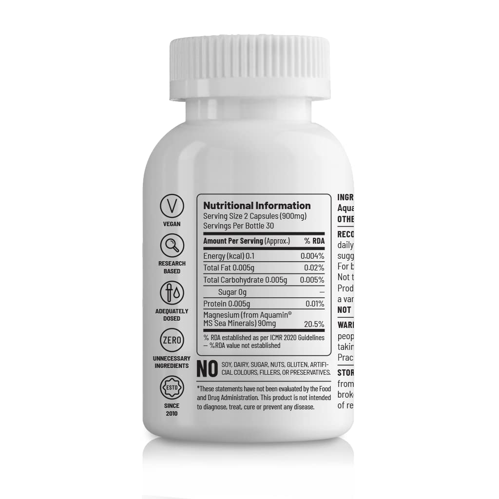Unived Marine Magnesium, Natural Aquamin Magnesium from Sea Water, Supports Enzyme Function & Energy Production, 60 Vegan Capsules Unived Marine Magnesium, Natural Aquamin Magnesium from Sea Water, Supports Enzyme Function & Energy Production, 60 Vegan Capsules