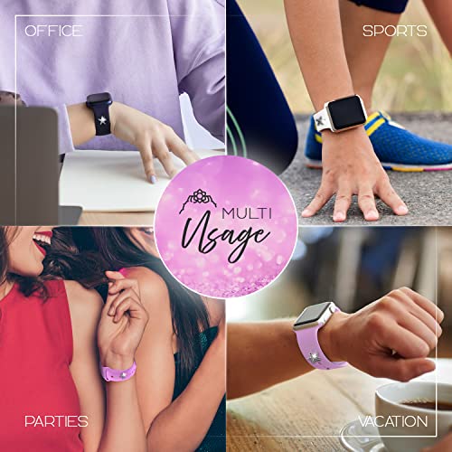 Lux Bands Watch Band Silver Starfish Charms - Water Resistant Stainless Steel Sparkling Decorative Jewelry Charms (No Band) - Compatible With All Apple Watches, Fitbit Versa, Smart Watches – Pin-Based Watch Band Accessories