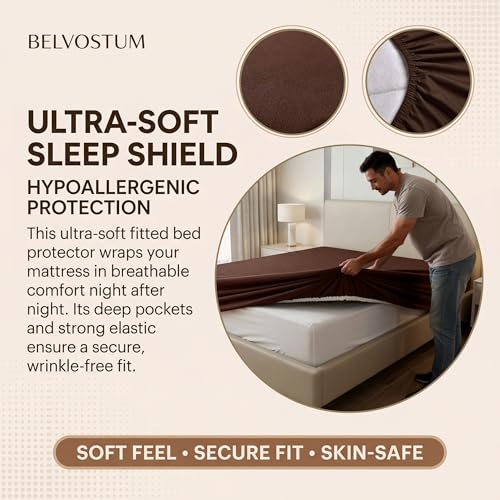 Image of 100% Waterproof Premium Cotton Feel Mattress Protector King Size 78x72 Inches | Breathable and Hypoallergenic Ultra Soft Fitted Bed Protector Cover